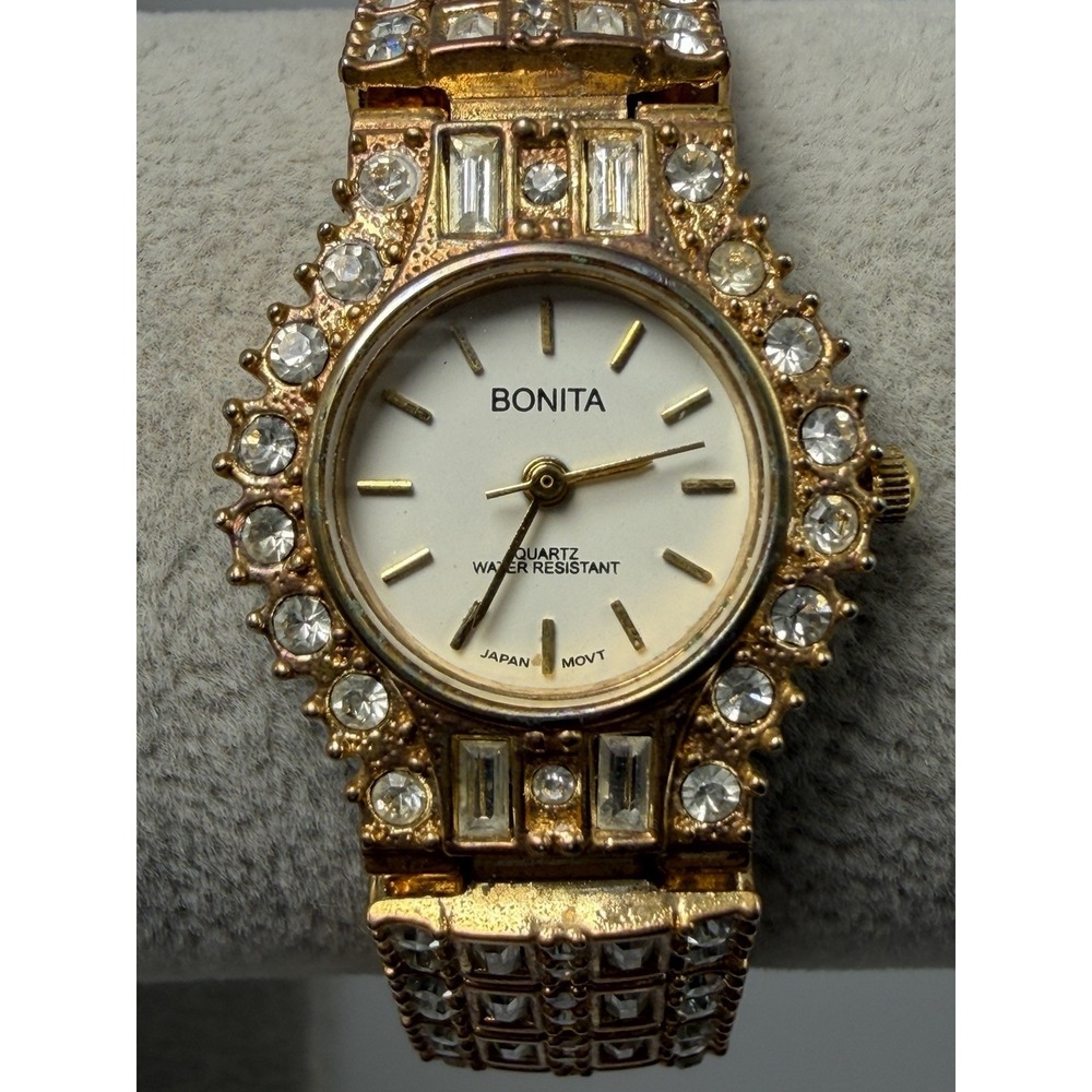 Bonita New Battery Ladies Bling Crystals Watch 24MM 7" White Dial